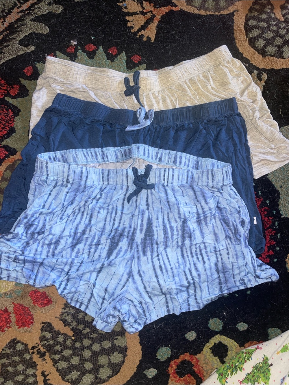 Pull-On Lounge Shorts 3 Pack - Blue Tie-Dye, Navy, Cream